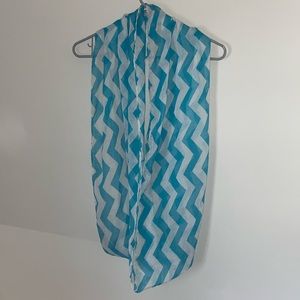 Aqua and White Chevron Infinity Scarf